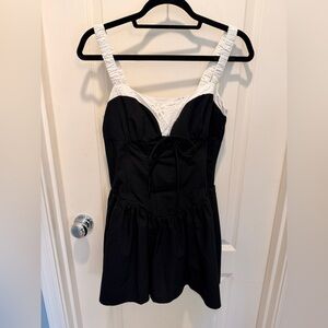 For Love & Lemons Black and White Sweetheart Mini Dress